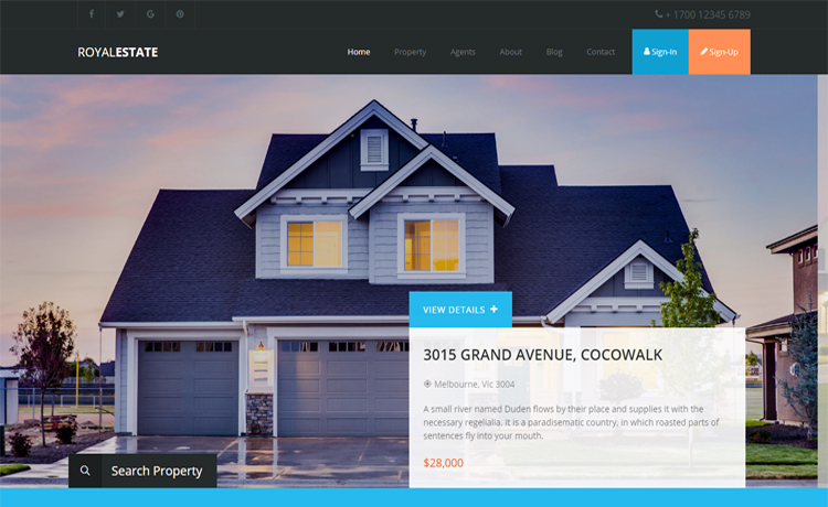 Royal Estate - Free Bootstrap 4 HTML5 real estate website template