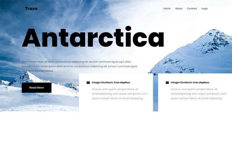 Free one-page Bootstrap 4 HTML5 travel agency website template