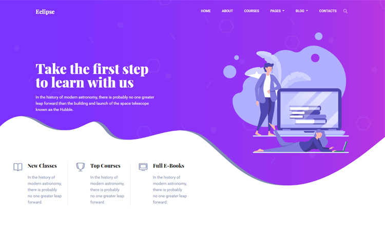 Eclipse - Free Bootstrap 4 HTML5 e-learning website template