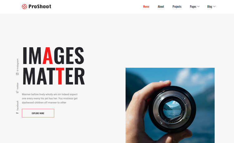 free HTML5 photography website template