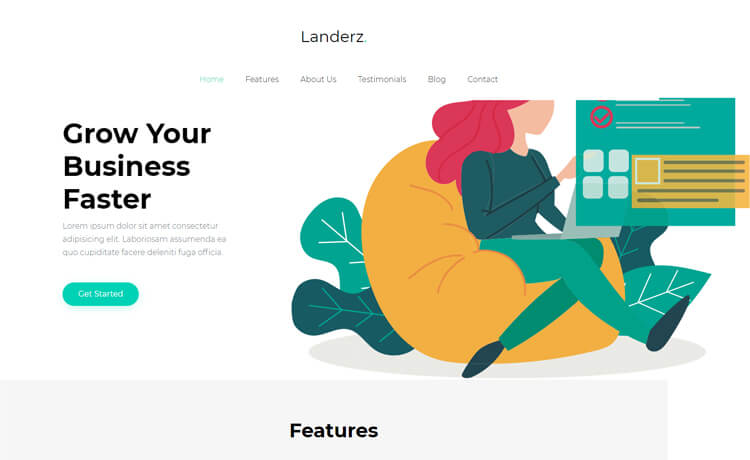 free business landing page website template