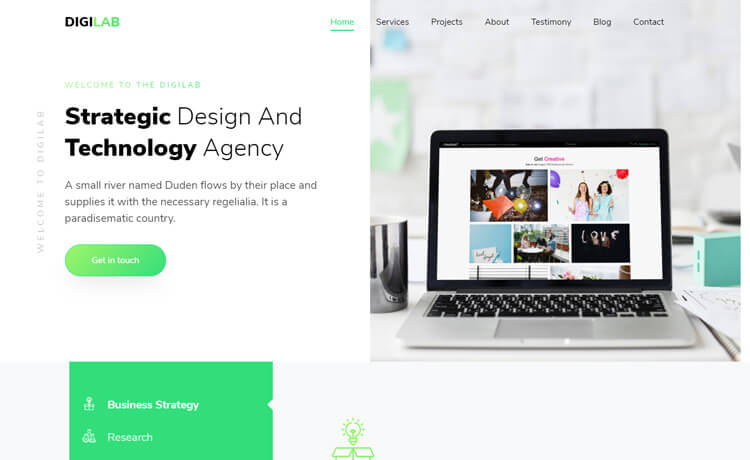 free HTML5 Bootstrap 4 one-page agency website template