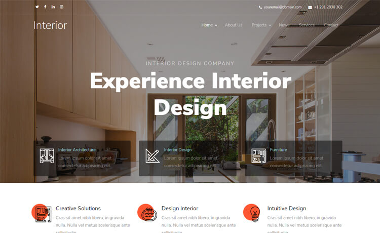 Free HTML5 Bootstrap 4 Interior Designing Agency Website Template