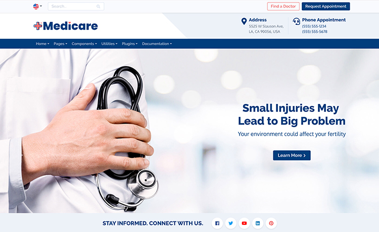 Fully Responsive Bootstrap 4 Medical Website Template