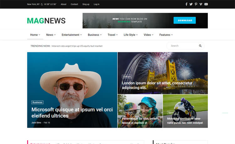 Free Bootstrap 4 HTML5 News Website Template