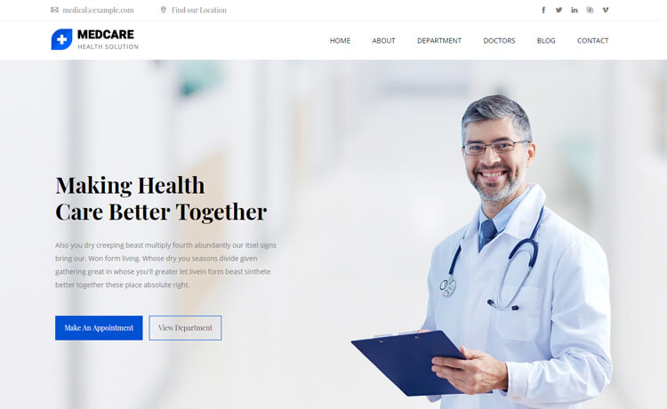 Free Bootstrap 4 HTML5 Medical Website Template