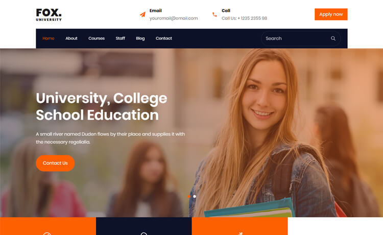 Fox Free Responsive Html5 Bootstrap 4 Education Website Template