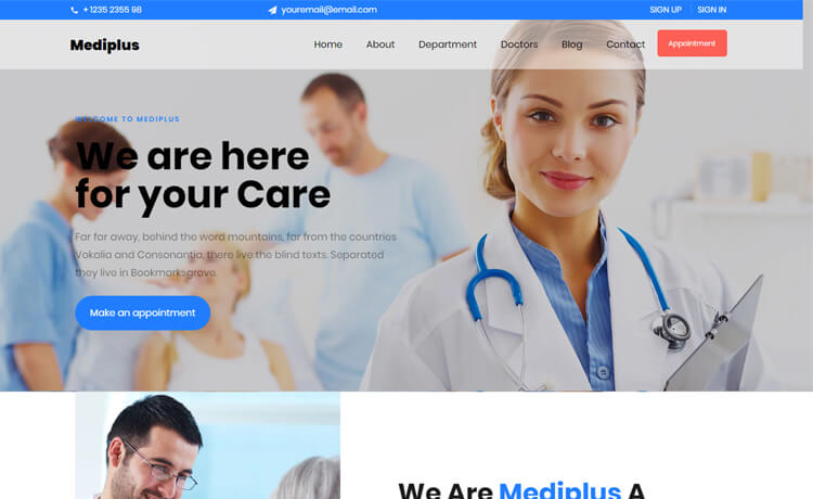 Free Bootstrap 4 HTML5 Responsive Medical Website Template