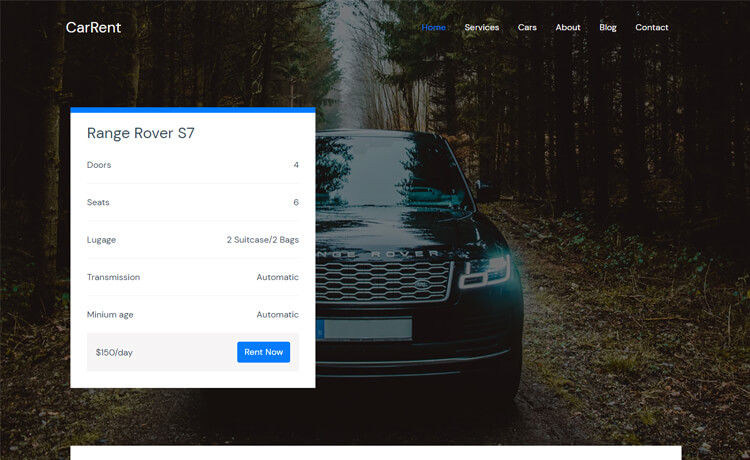 Free Responsive Bootstrap 4 HTML5 Car Rental Website Template