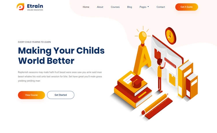 Etrain - Free HTML5 Bootstrap 4 Education Website Template