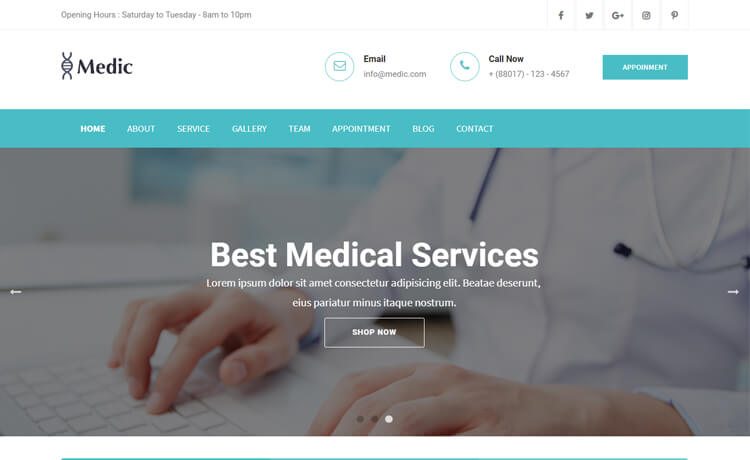 Free Responsive HTML5 Bootstrap Medical Website Template