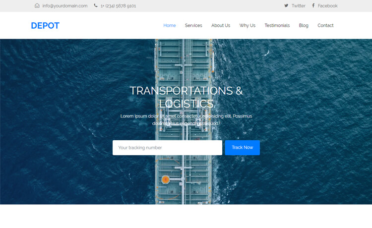 Free Bootstrap 4 HTML5 One Page Transportation Website Template