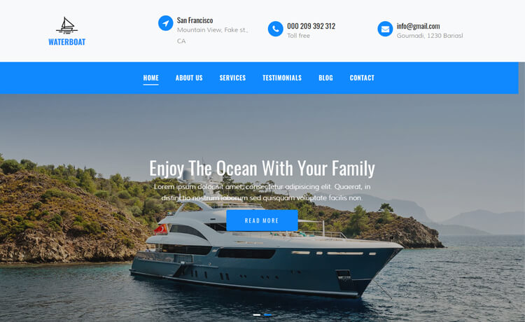 Waterboat Free Bootstrap 4 Html5 Responsive Transportation Website Template