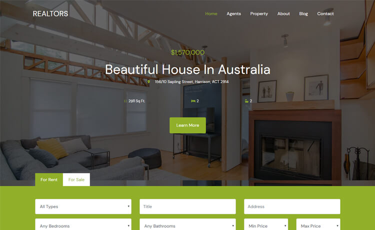 Free HTML5 Bootstrap 4 Responsive Real Estate Agency Website Template