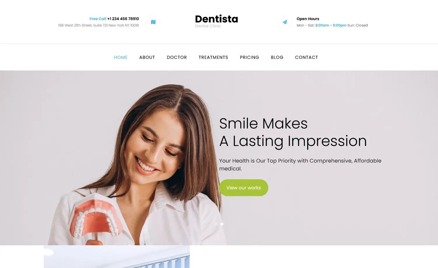 Dentista - Free Bootstrap Dental Website Template