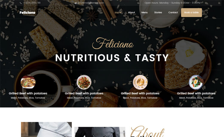 Free Bootstrap 4 HTML5 Responsive Restaurant Website Template