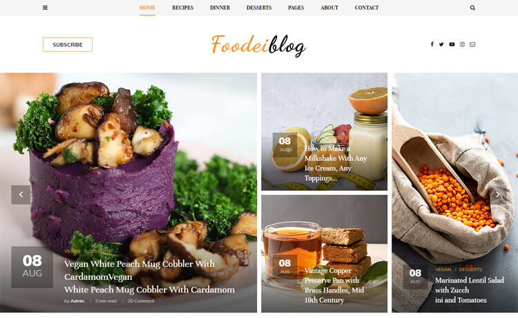 FoodeiBlog Free Bootstrap 4 HTML5 Responsive Blog Template