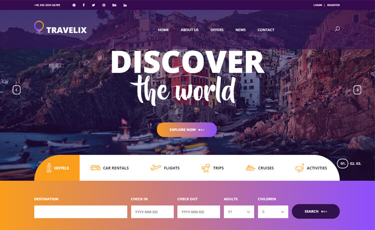 Travelix Free Bootstrap 4 Html5 Travel Agency Website Template