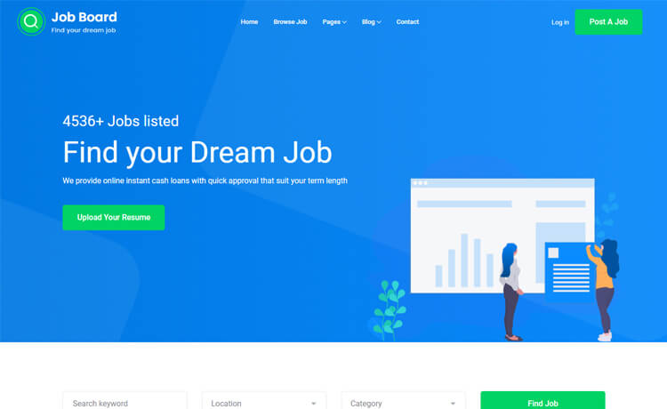 Free Bootstrap 4 HTML5 Job Board Website Template