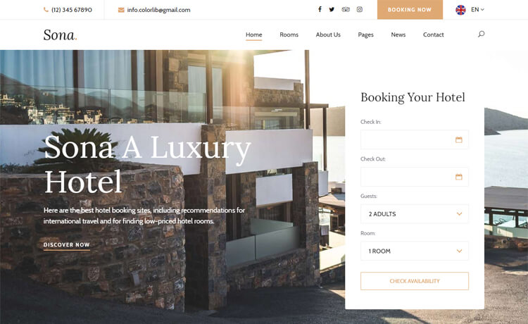 Responsive Bootstrap Hotel Website Templates ThemeWagon