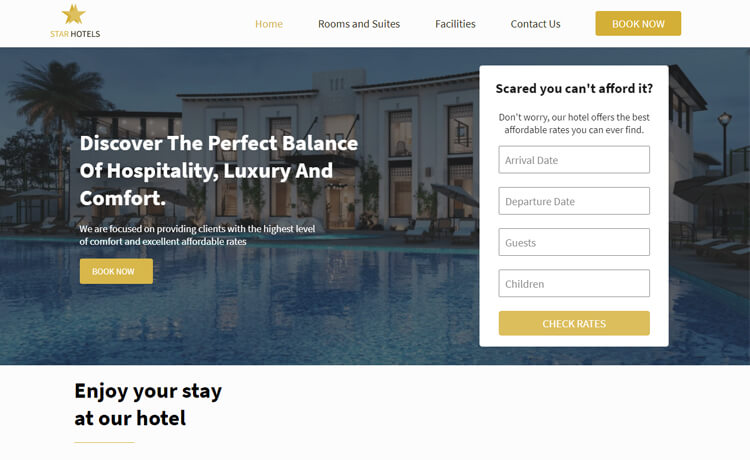 Free HTML5 Responsive Hotel Website Template