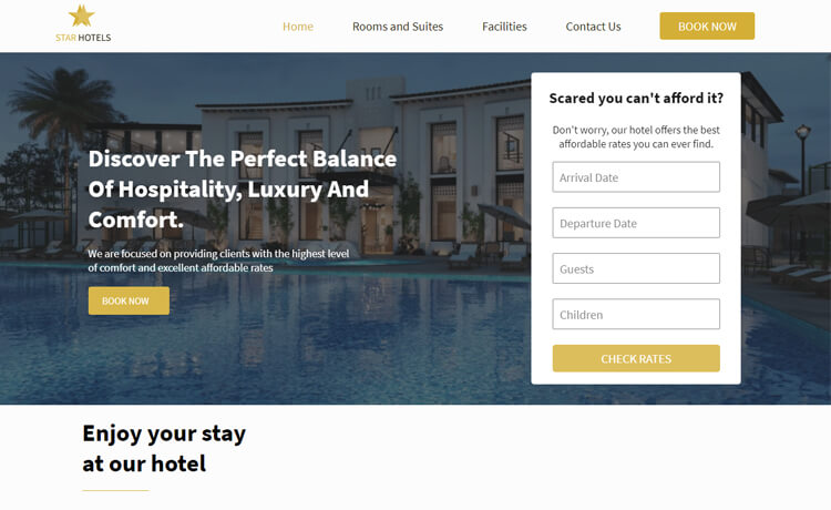 Star Hotels Free HTML5 Responsive Hotel Website Template ThemeWagon