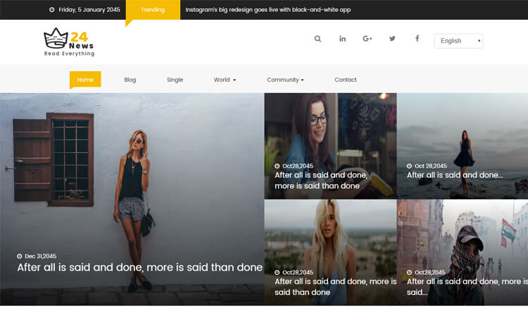 24 News - Free Bootstrap 4 HTML5 News Website Template - ThemeWagon