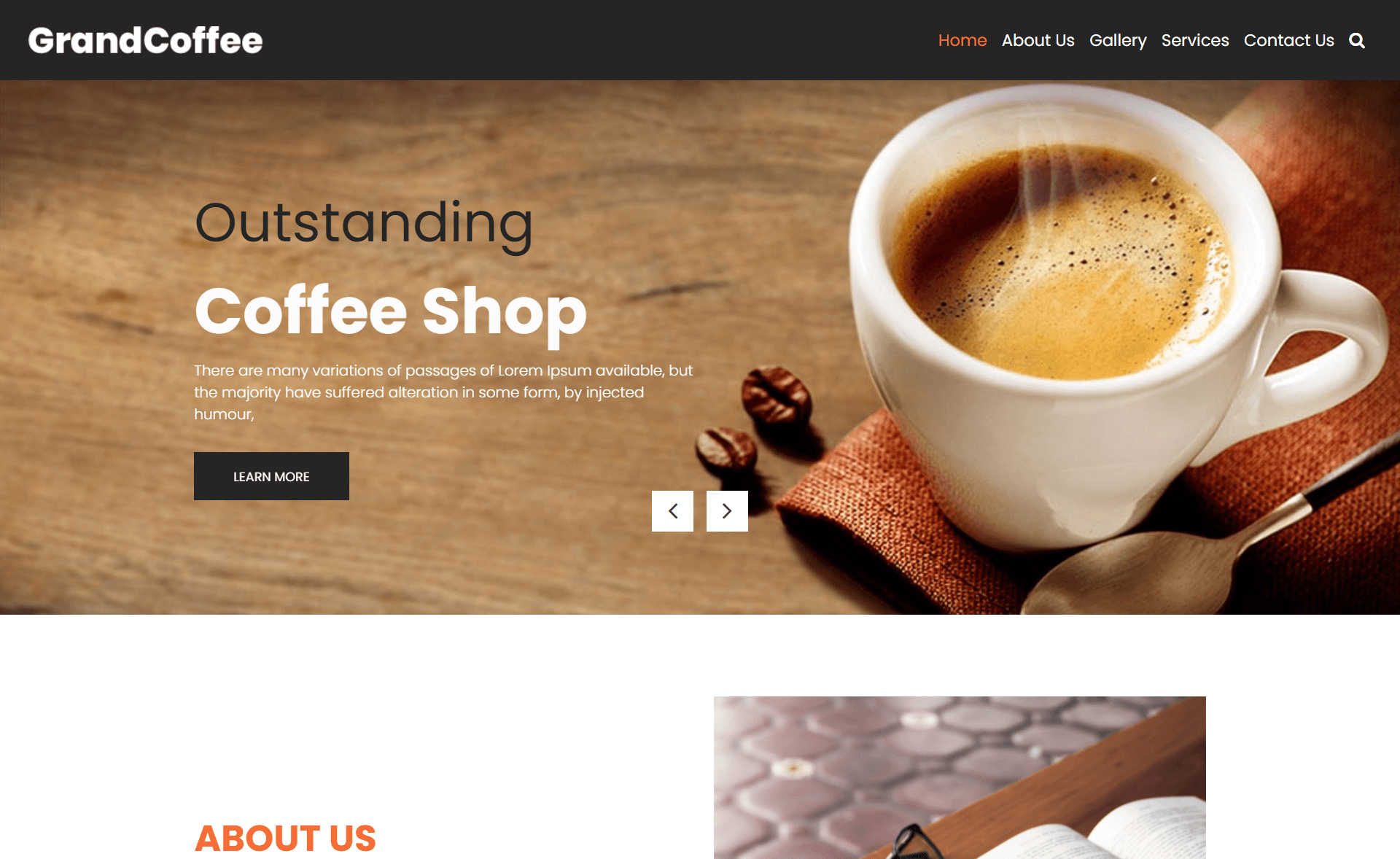 GrandCoffee Free Responsive Bootstrap 4 HTML5 Restaurant Website Template