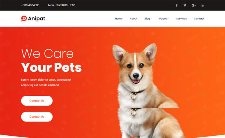 Anipat - Free Bootstrap 4 HTML5 Pet Care Website Template