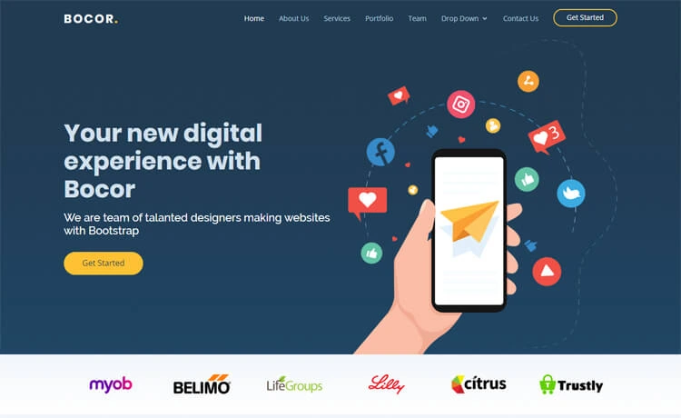 Bocor – Free Bootstrap 4 HTML5 Agency Website Template