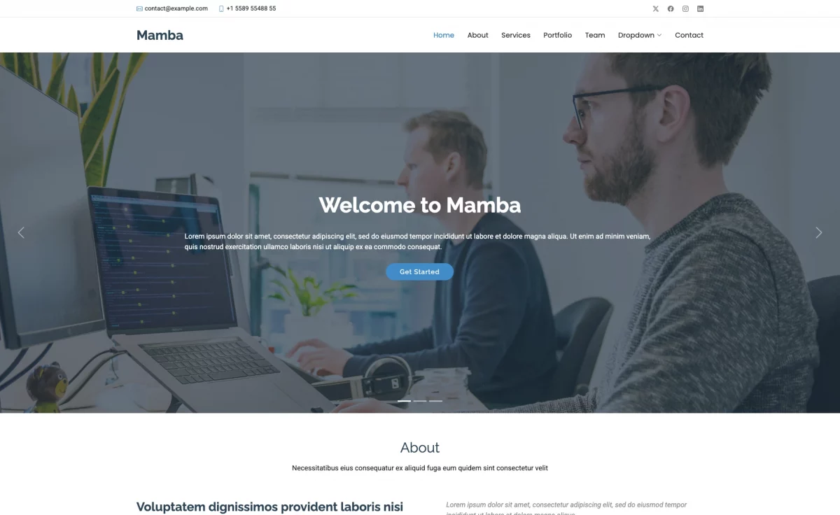 Mamba - Free Responsive Bootstrap 5 Portfolio Website Template