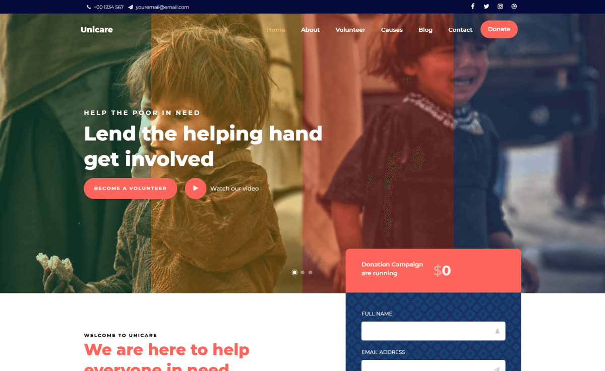 Free Responsive Bootstrap 4 HTML5 Charity Website Template