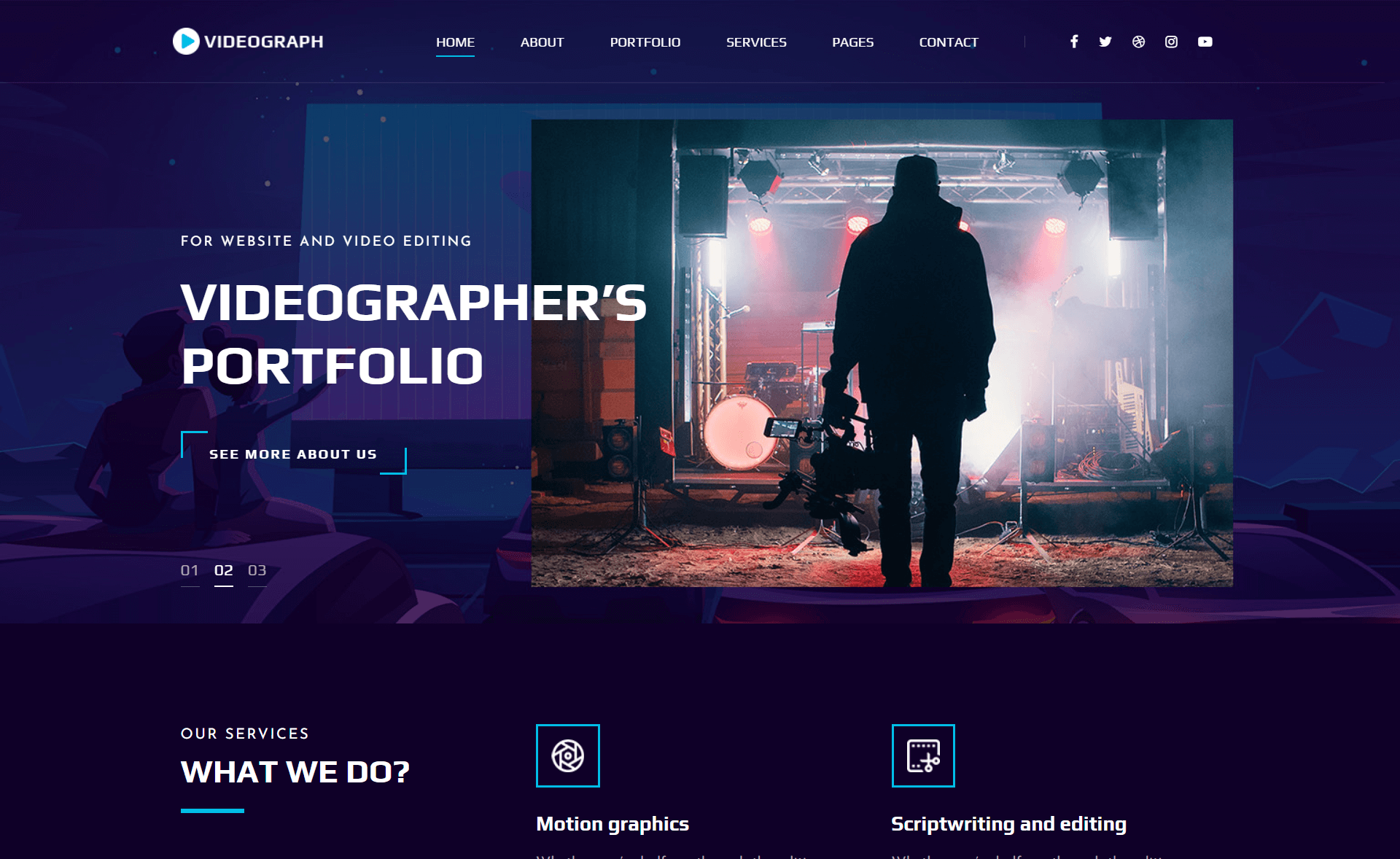 Videograph - Free Bootstrap 4 HTML5 Portfolio Website Template