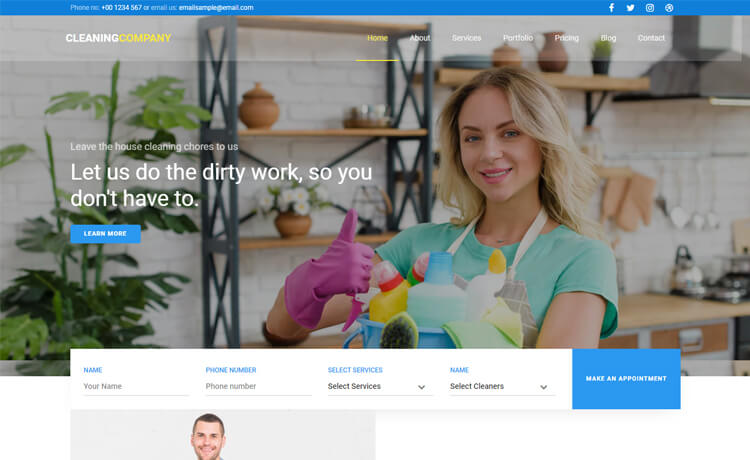 Cleaning Company Free Bootstrap 4 HTML5 Business Website Template