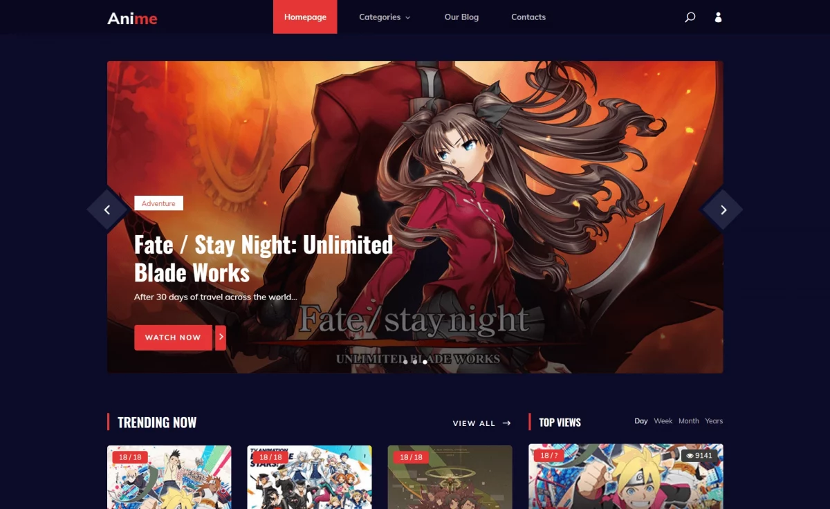Anime - Free Bootstrap 4 Gaming Website Template