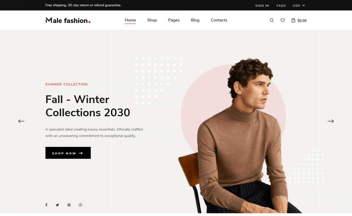 MaleFashion - Free Bootstrap 4 HTML5 eCommerce Website Template - ThemeWagon