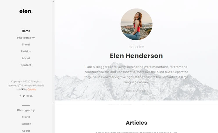 Elen - Free Bootstrap Blogger Website Template