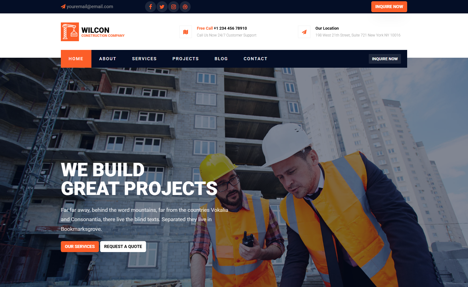 Free Bootstrap 4 HTML5 Construction Business Website Template