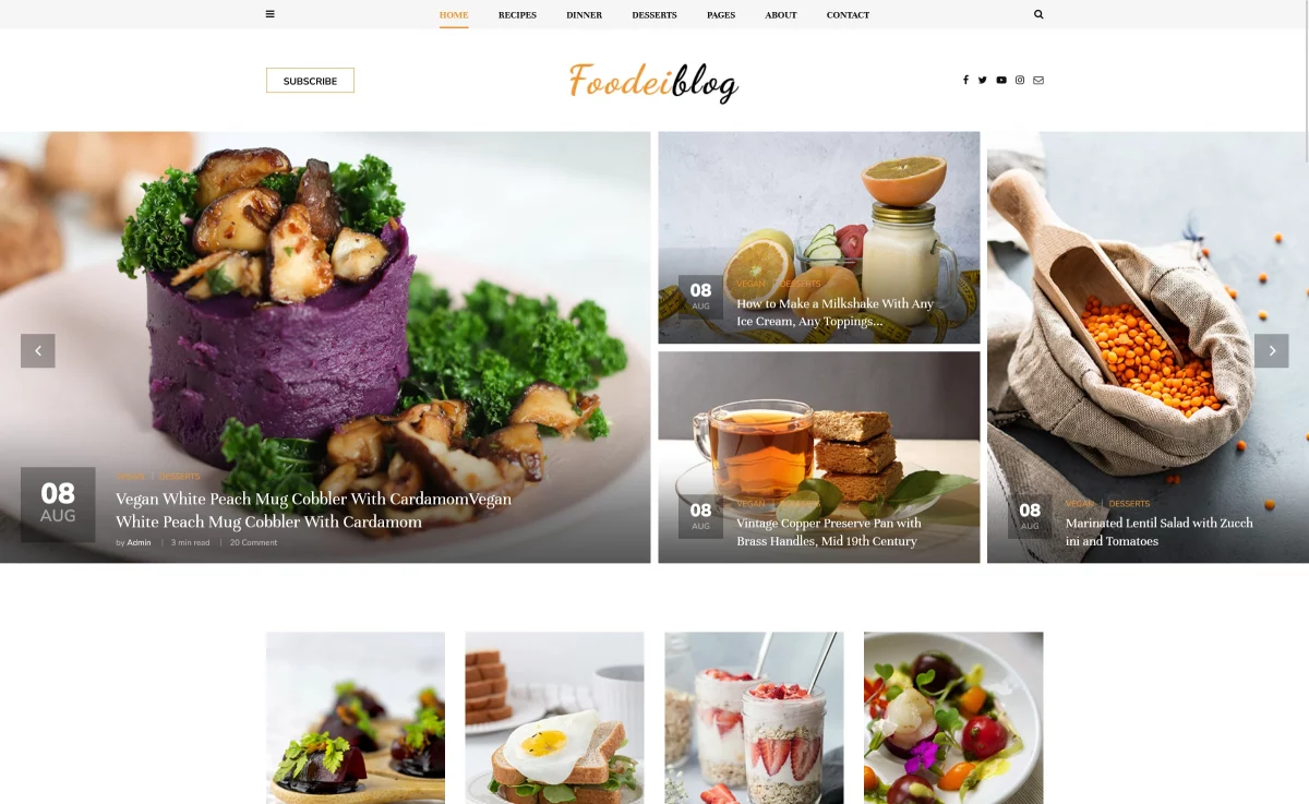 FoodieBlog - Free Bootstrap 4 Blogging Website Template