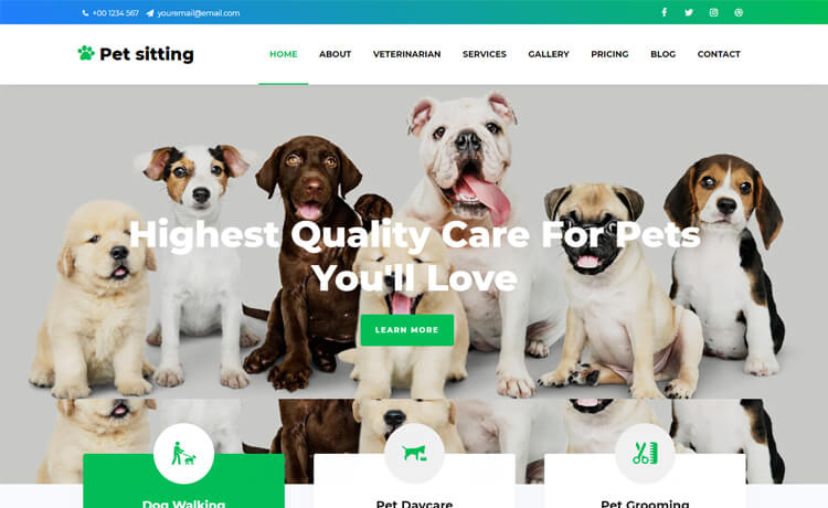 Free Bootstrap 4 HTML5 Pet & Animal Services Website Template