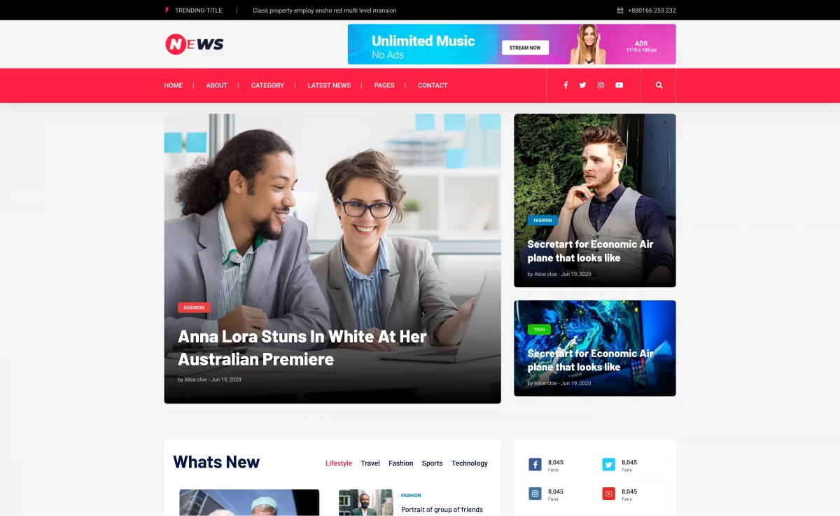 News - Free Bootstrap 4 News Website Template