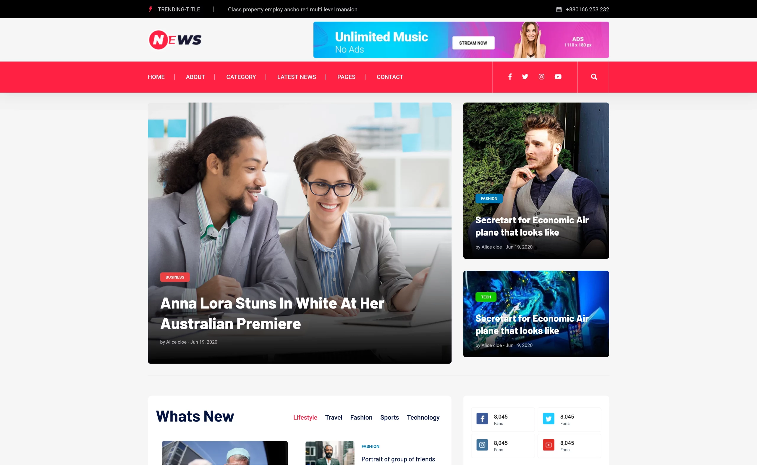 News News - Free Bootstrap 4 News Website Template