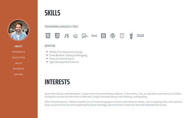 Bootstrap Resume Template HotPicture