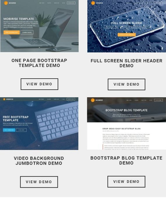 Mobirise HTML Template Header Options