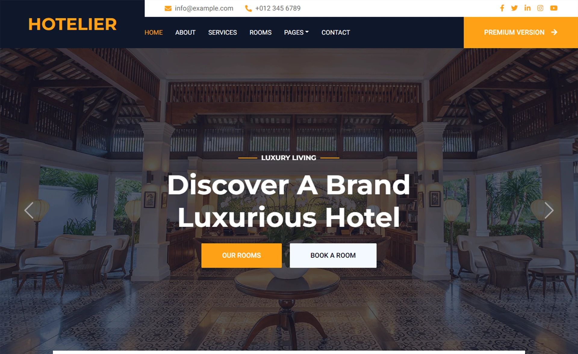 Free HTML5 Bootstrap 5 Hotel Website Template
