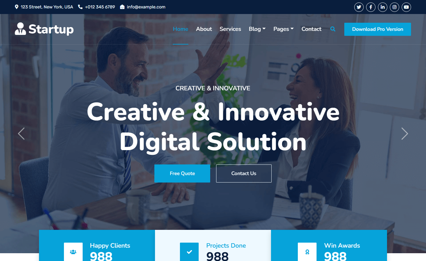 Startup Free Bootstrap 5 HTML5 Business Startup Website Template