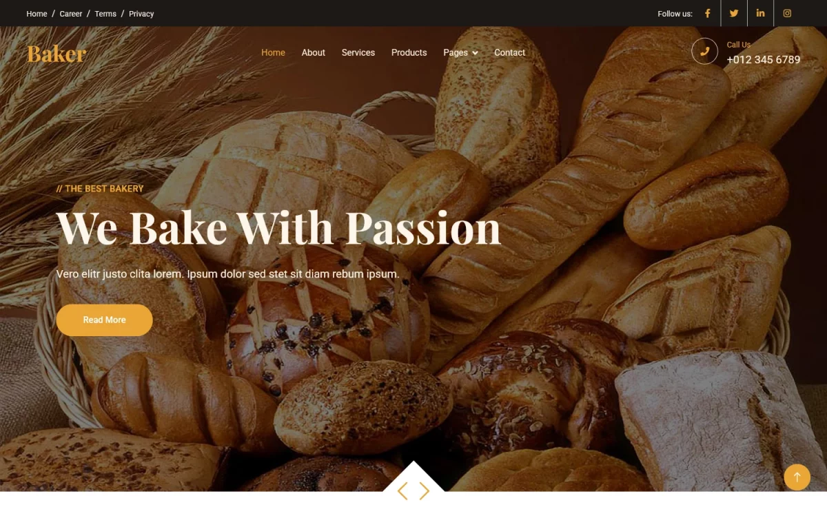 Baker - Free Responsive Bootstrap 5 HTML5 Bakery Website Template