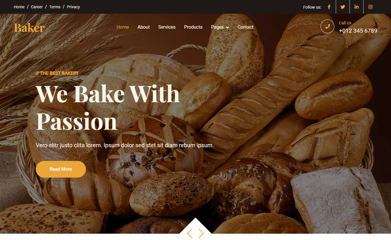 Baker - Free Responsive Bootstrap 5 HTML5 Bakery Website Template