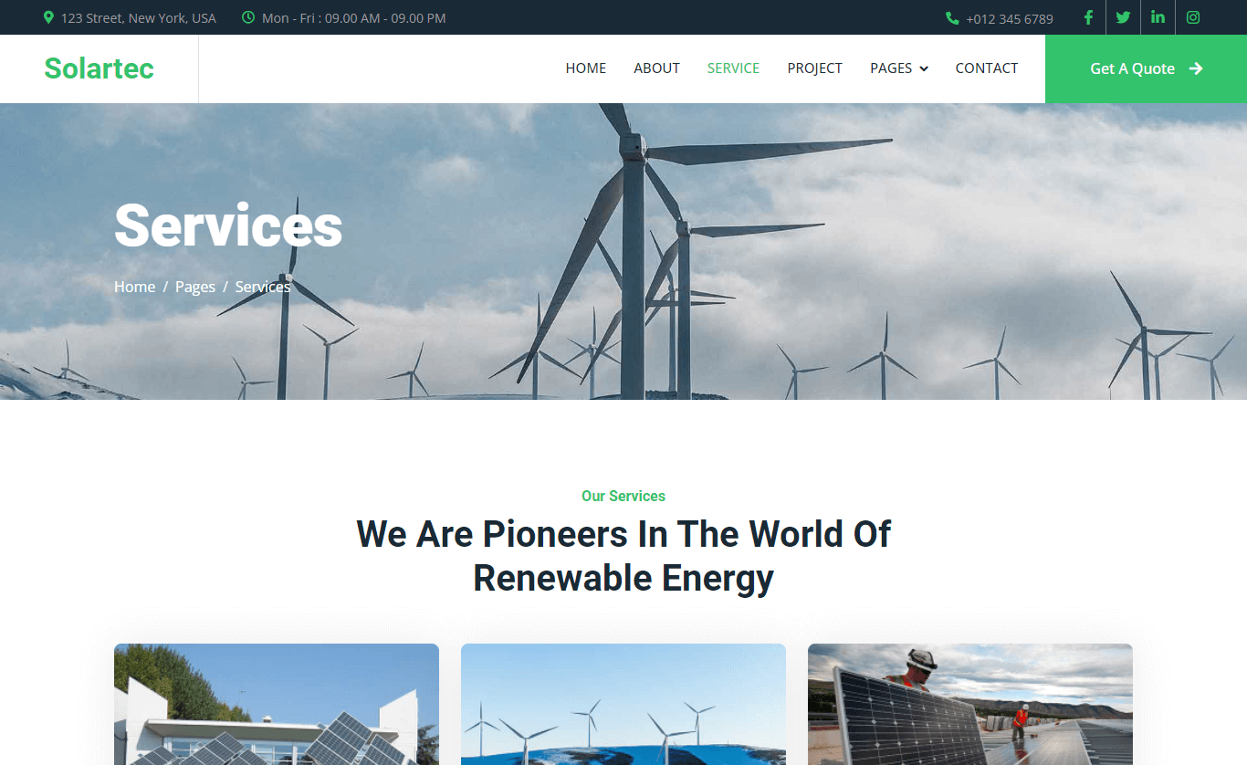 Renewable Energy Website Template Solartec