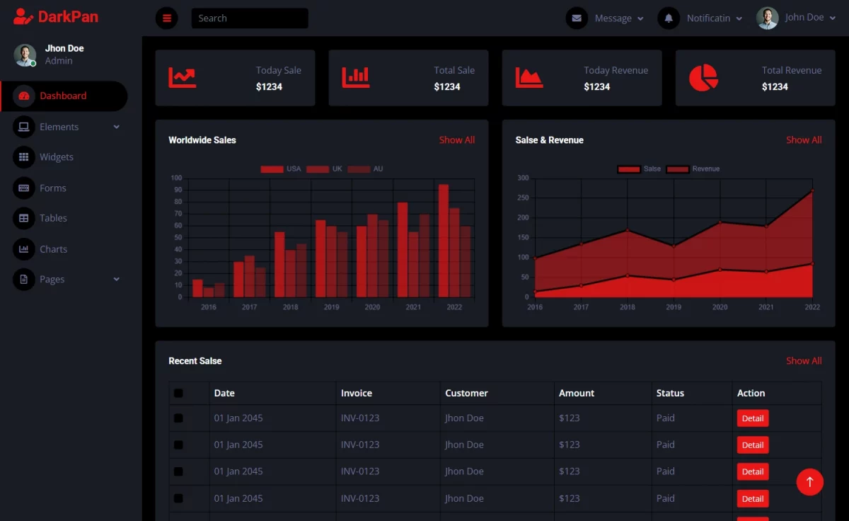 DarkPan - Free Responsive Bootstrap 5 Admin Dashboard Template
